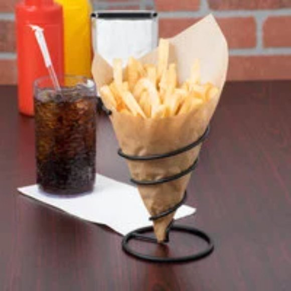 Set of 2 Metal Spiral Cone Serving Basket French Fry Chip Appetizer Holder - Picture 8 of 9